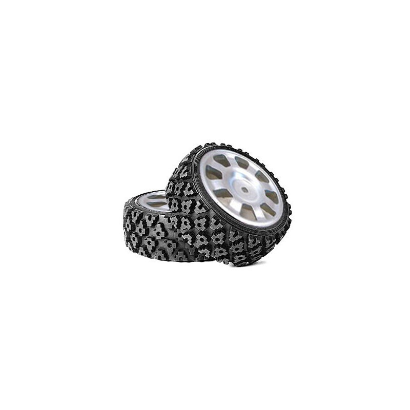 Jantes Nascar chrome mat + pneus Rally Block 26mm AV/AR