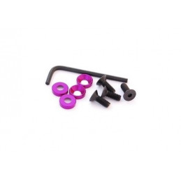 Vis fixation moteur M3 avec rondelles cuvettes anodisées mauves (x4)